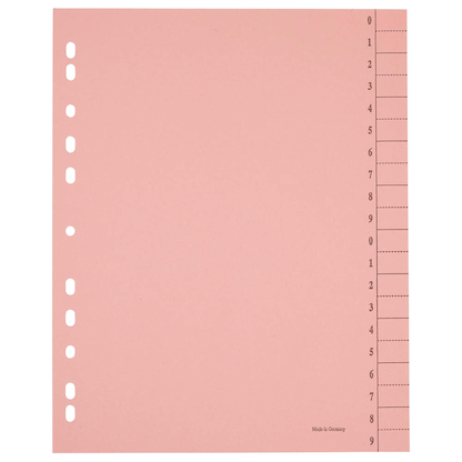 Artikelbild 2 für Trennblätter DIN A4 0-9 rosa, 250 g/qm, 100 St., Artikelnummer 203323