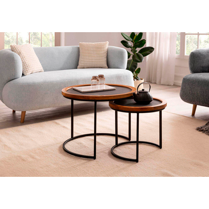 Artikelbild 3 für WOHNLING Couchtische-Set rund Massivholz braun, 1 Set, Artikelnummer 314629