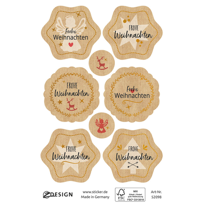 Artikelbild 2 für AVERY Zweckform Aufkleber Frohe Weihnachten, braun, 8 Etiketten, Artikelnummer 723716