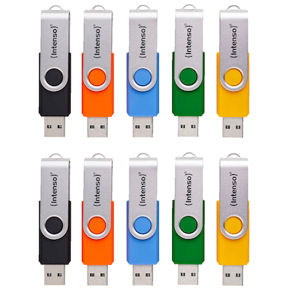 Artikelbild 2 für AKTION: Intenso USB-Sticks Basic Line blau, gelb, grün, orange, schwarz 8 GB, 10 St., Artikelnummer 781439