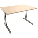 Artikelbild 1 für fm fastline höhenverstellbarer Schreibtisch akazie rechteckig, C-Fuß-Gestell Rundrohr silber 120,0 x 80,0 cm, Artikelnummer 135531