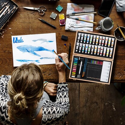 Artikelbild 2 für relaxdays Malkoffer farbsortiert, 1 Set, Artikelnummer 454682