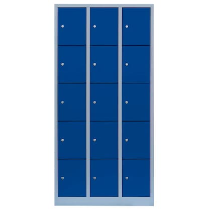 Artikelbild 2 für LÜLLMANN Schließfachschrank enzianblau, lichtgrau 520531, 15 Schließfächer 88,5 x 50,0 x 180,0 cm, Artikelnummer 185888