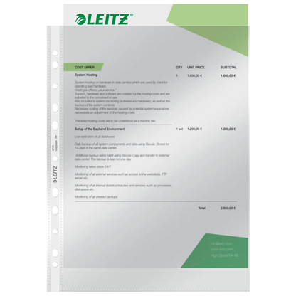 Artikelbild 5 für LEITZ Prospekthüllen 4770 DIN A4 glasklar glatt 0,08 mm, 100 St., Artikelnummer 578625