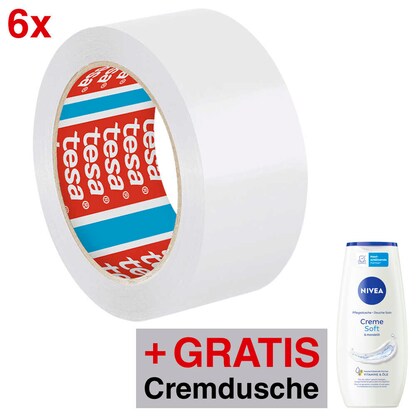 Artikelbild für AKTION: tesa Packband tesapack® 4195 weiß 50,0 mm x 66,0 m 6 Rollen + GRATIS NIVEA Shower Creme Soft, 250 ml, Artikelnummer 631510