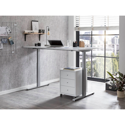 Artikelbild 4 für MÖBELPARTNER Office elektrisch höhenverstellbarer Schreibtisch kreideweiß rechteckig, Kufen-Gestell silber 160,0 x 75,0 cm, Artikelnummer 500813