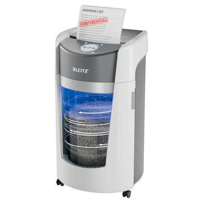Artikelbild 21 für LEITZ IQ OptiMax Office 550 Aktenvernichter mit Partikelschnitt P-5, 2 x 15 mm, bis 10 Blatt, weiß, Artikelnummer 390167