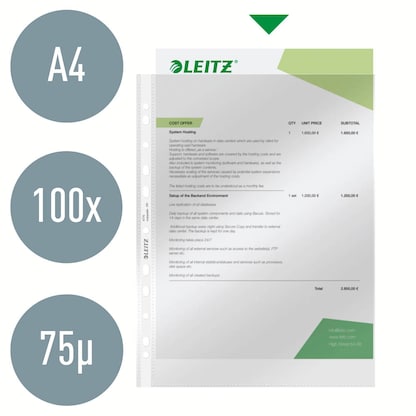Artikelbild 3 für LEITZ Prospekthüllen 4770 DIN A4 glasklar glatt 0,08 mm, 100 St., Artikelnummer 578625