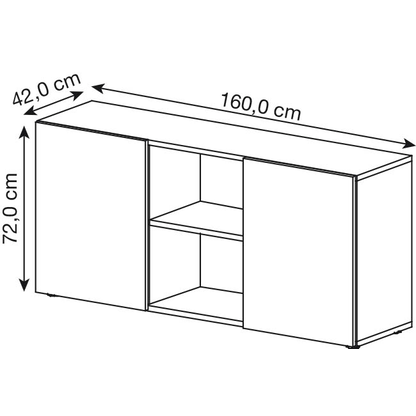 Artikelbild 2 für HAMMERBACHER Sideboard Haziender, V1780/5/S lichtgrau, silber 160,0 x 42,0 x 74,8 cm, 1 St., Artikelnummer 792705