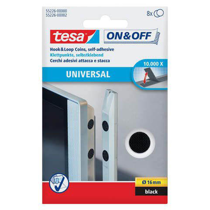 Artikelbild für tesa Klettpunkte ON & OFF® UNIVERSAL schwarz, 8 St., Artikelnummer 653802