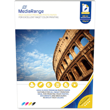 Artikelbild für MediaRange Fotopapier MRINK107 DIN A4 hochglänzend 135 g/qm 100 Blatt, Artikelnummer 440832
