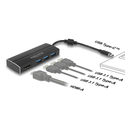 Artikelbild 2 für DeLOCK USB-Hub 3-fach schwarz, Artikelnummer 885992