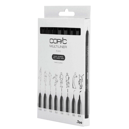 Artikelbild 4 für COPIC® Multiliner Fineliner schwarz 0.05 + 0.1 + 0.3 + 0.5 + 0.8 + 1.0 + BS + BM mm, 8 St., Artikelnummer 361517