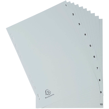 Artikelbild 3 für Exacompta Ordnerregister DIN A4 Vollformat 1-10 grau 10-teilig, 1 Satz, Artikelnummer 386361
