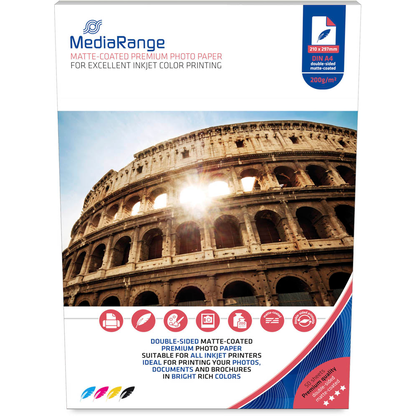 Artikelbild für MediaRange Fotopapier MRINK102 DIN A4 matt 200 g/qm 50 Blatt, Artikelnummer 623140