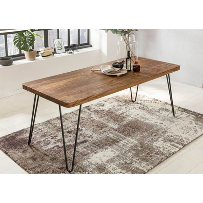 Artikelbild 6 für WOHNLING Esstisch sheesham rechteckig, Haarnadelbeine schwarz, 160,0 x 80,0 x 76,0 cm, Artikelnummer 904997