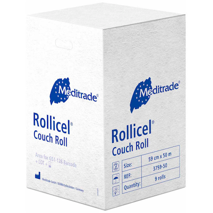 Artikelbild 3 für Meditrade® Ärztekrepp ROLLICEL® 2-lagig weiß 59,0 cm x 50,0 m, 9 Rollen, Artikelnummer 242129