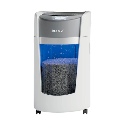 Artikelbild 23 für LEITZ IQ OptiMax Office 550 Aktenvernichter mit Partikelschnitt P-5, 2 x 15 mm, bis 10 Blatt, weiß, Artikelnummer 390167