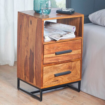 Artikelbild 4 für WOHNLING Nachttisch rechteckig Massivholz sheesham 35,0 x 40,0 x 66,0 cm, 1 St., Artikelnummer 166779