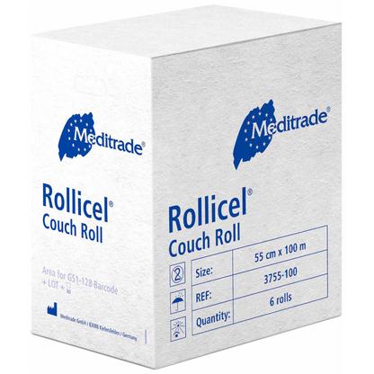 Artikelbild 2 für Meditrade® Ärztekrepp ROLLICEL® 2-lagig weiß 55,0 cm x 100,0 m, 6 Rollen, Artikelnummer 242189