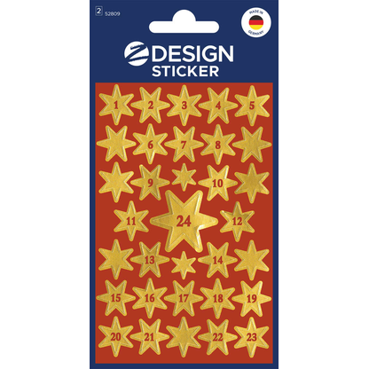 Artikelbild für AVERY Zweckform Klebenummern Sterne mit Zahlen 1-24, gold, 66 Etiketten, Artikelnummer 723649
