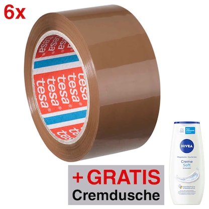 Artikelbild für AKTION: tesa Packband tesapack® 4195 braun 50,0 mm x 66,0 m 6 Rollen + GRATIS NIVEA Shower Creme Soft, 250 ml, Artikelnummer 705509