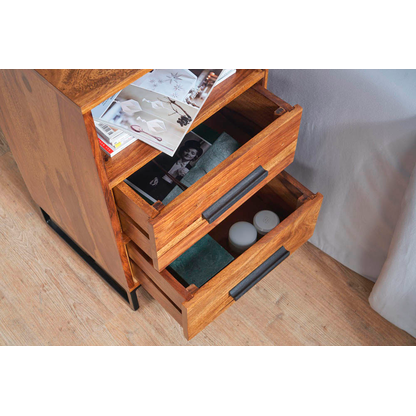 Artikelbild 5 für WOHNLING Nachttisch rechteckig Massivholz sheesham 35,0 x 40,0 x 66,0 cm, 1 St., Artikelnummer 166779