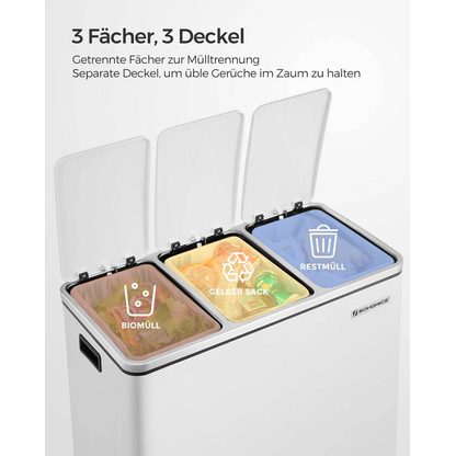 Artikelbild 3 für SONGMICS Mülltrenner 3x 18,0 l weiß, 1 St., Artikelnummer 262887