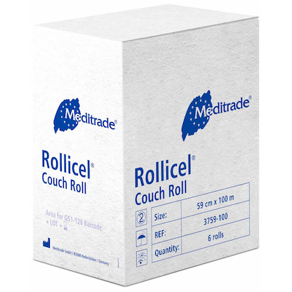 Artikelbild 2 für Meditrade® Ärztekrepp ROLLICEL® 2-lagig weiß 59,0 cm x 100,0 m, 6 Rollen, Artikelnummer 242196