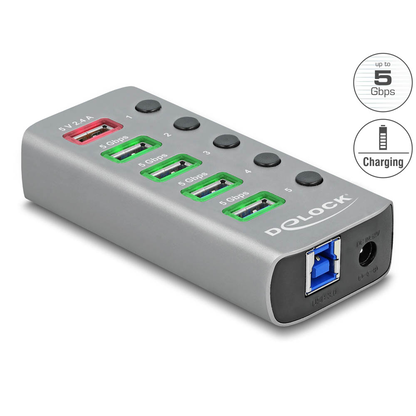 Artikelbild 2 für DeLOCK USB-Hub 5-fach grau, Artikelnummer 886113