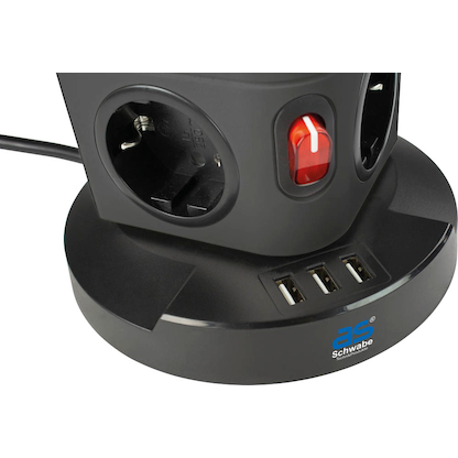 Artikelbild 5 für as-Schwabe QI-Wireless Ladestation 12-fach Steckdosenturm 2,0 m schwarz mit USB-Buchse, Artikelnummer 972998