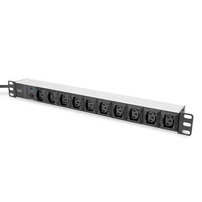 Artikelbild für DIGITUS DN-95404 10-fach Steckdosenleiste für Serverschrank 2,0 m schwarz, Artikelnummer 381198