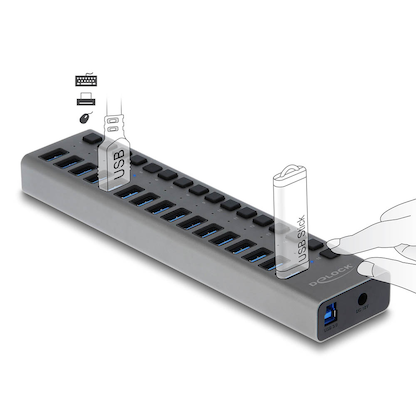 Artikelbild 2 für DeLOCK USB-Hub 16-fach grau, Artikelnummer 886137