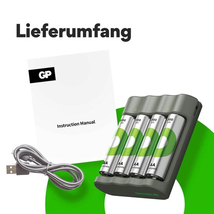 Artikelbild 6 für GP B441U + B441D 4-Port USB-Akku-Ladegerät inkl. Akkus, Artikelnummer 255426