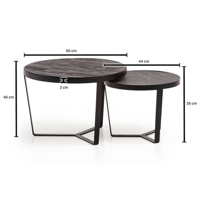 Artikelbild 2 für WOHNLING Couchtische-Set rund Massivholz schwarz, 1 Set, Artikelnummer 314227