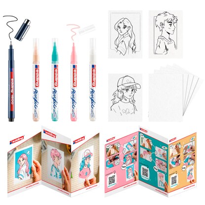 Artikelbild 3 für edding Manga Acrylstifte-Set farbsortiert 1,0 - 2,0 mm, 1 Set, Artikelnummer 512317