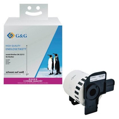 Artikelbild für G&G Etikettenrollen für Etikettendrucker ersetzt brother DK-22212 weiß, 62,0 mm x 15,24 m, 1 x, Artikelnummer 665519