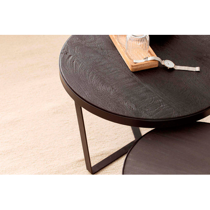 Artikelbild 6 für WOHNLING Couchtische-Set rund Massivholz schwarz, 1 Set, Artikelnummer 314227