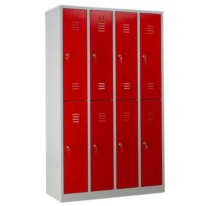 Artikelbild für Gürkan Spind lichtgrau, feuerrot 106314, 8 Schließfächer 117,0 x 50,0 x 195,0 cm, Artikelnummer 562304