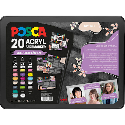Artikelbild 4 für uni-ball POSCA Marker Metalletui DIY Acrylstift farbsortiert, 20 St., Artikelnummer 278159