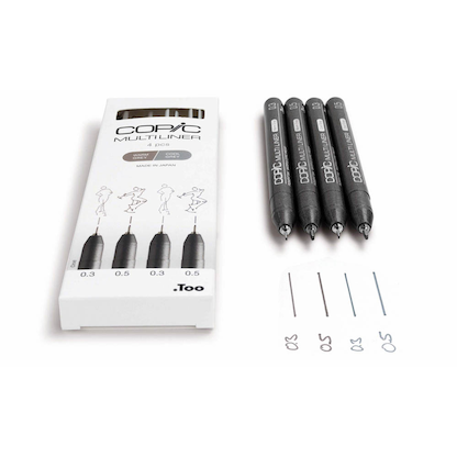 Artikelbild 4 für COPIC® Multiliner Fineliner farbsortiert 0.3 + 0.5 mm, 4 St., Artikelnummer 360943