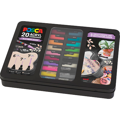 Artikelbild 5 für uni-ball POSCA Marker Metalletui DIY Acrylstift farbsortiert, 20 St., Artikelnummer 278159