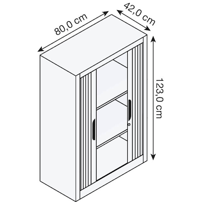 Artikelbild 2 für CP Omnispace Rollladenschrank silber 2 Fachböden 80,0 x 42,0 x 123,0 cm, Artikelnummer 411951