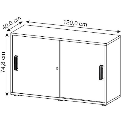 Artikelbild 2 für HAMMERBACHER Schiebetürenschrank Haziender, V1752S/5/5/SG lichtgrau 1 Fachboden 120,0 x 40,0 x 74,8 cm, Artikelnummer 792739