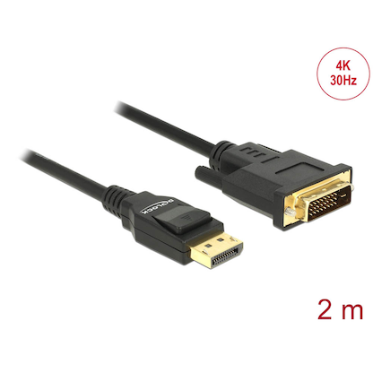 Artikelbild für DeLOCK DisplayPort 1.2/DVI Kabel 4K 30 Hz 2,0 m schwarz, 1 St., Artikelnummer 895074