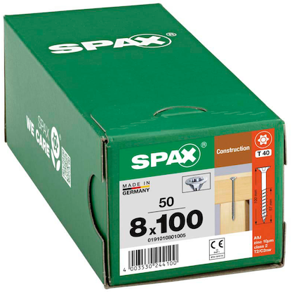 Artikelbild 2 für SPAX® Holzbauschrauben T40 Senkkopf WIROX 0191010801005 8 mm x 100 mm, 50 St., Artikelnummer 396517