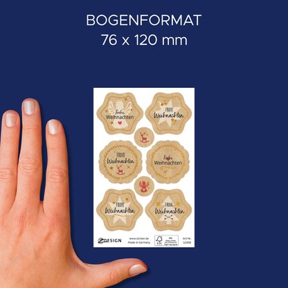 Artikelbild 5 für AVERY Zweckform Aufkleber Frohe Weihnachten, braun, 8 Etiketten, Artikelnummer 723716