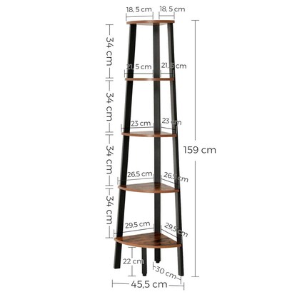 Artikelbild 3 für VASAGLE Eckregal braun, schwarz 45,5 x 30,0 x 159,0 cm, 1 St., Artikelnummer 262812