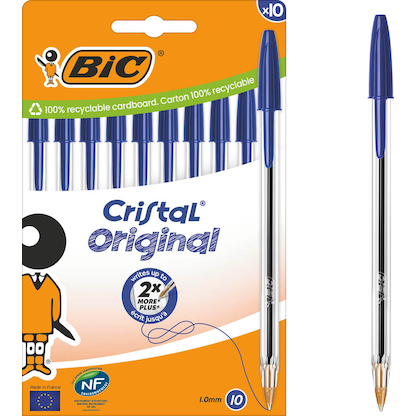 Artikelbild für BIC Kugelschreiber Cristal Original transparent, Schreibfarbe: blau, 10 St., Artikelnummer 840843