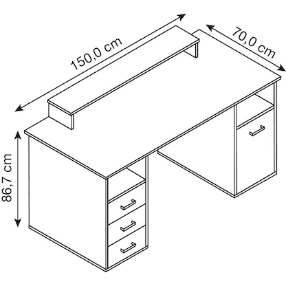 Artikelbild 2 für MÖBELPARTNER Niels light Schreibtisch anthrazit rechteckig, Wangen-Gestell grau 150,0 x 70,0 cm, Artikelnummer 650331
